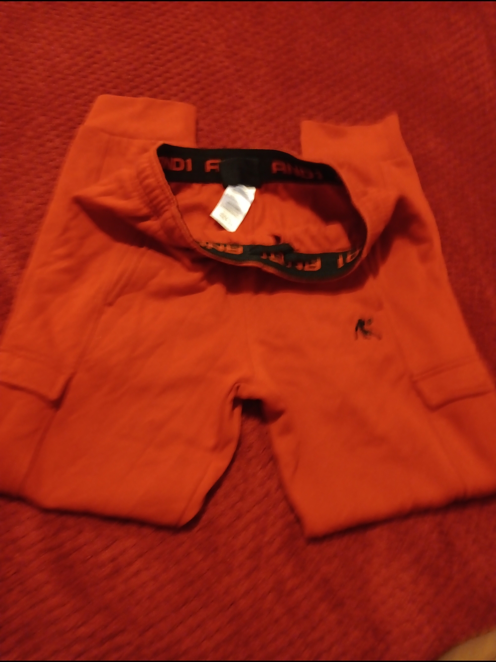 And1 Orange Athletic Shorts with Black Branded Waistband